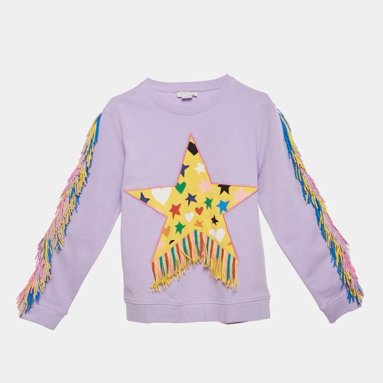 Pre Owned Stella McCartney Kids Purple Start Applique Cotton Tasseled Sweatshirt 12 Yrs