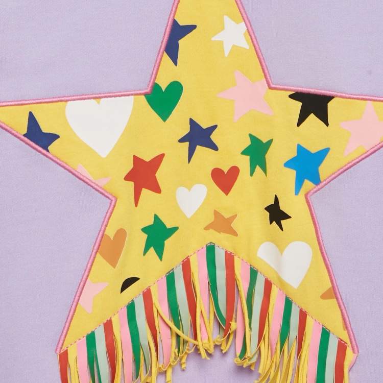 Pre Owned Stella McCartney Kids Purple Start Applique Cotton Tasseled Sweatshirt 12 Yrs