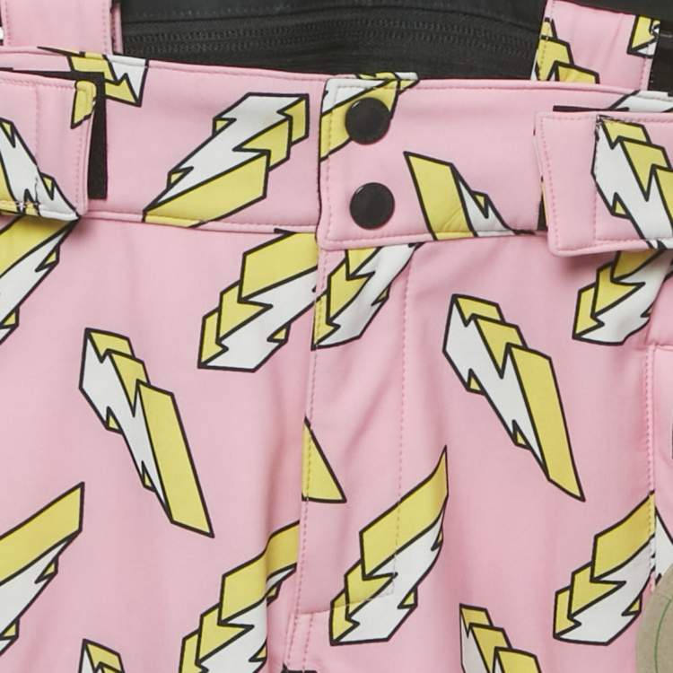 Pre Owned Stella McCartney Kids Pink Lightning Bolt Print Synthetic Ski Trousers 6 Yrs