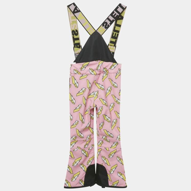 Pre Owned Stella McCartney Kids Pink Lightning Bolt Print Synthetic Ski Trousers 6 Yrs