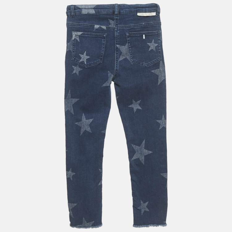 Pre Owned Stella McCartney Kids Blue Star Print Denim Jeans 10 Yrs