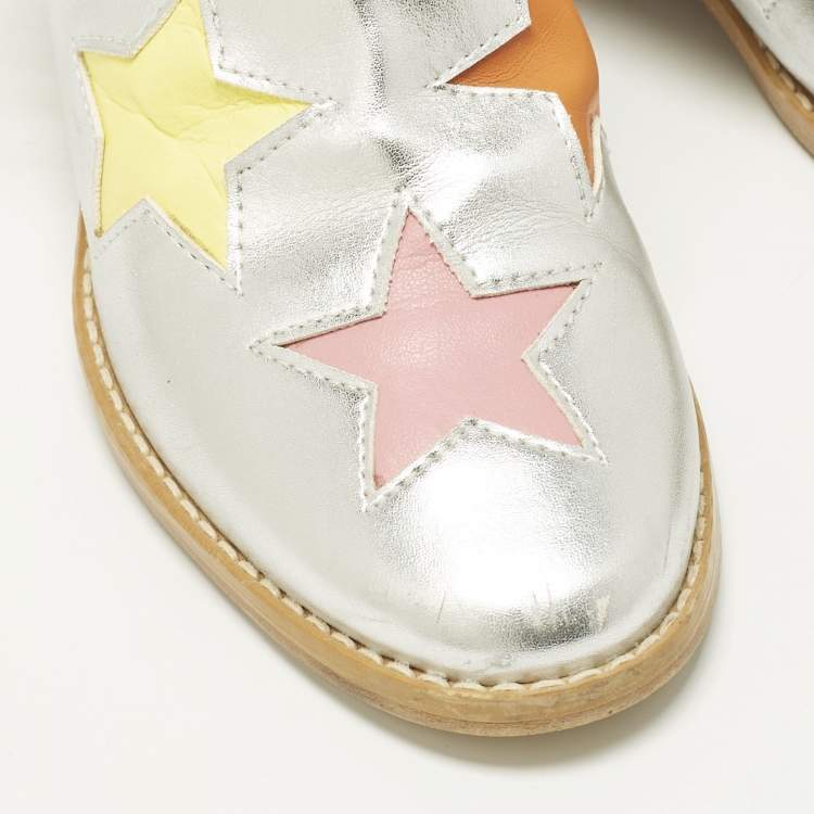 مملوكة مسبقًا Stella McCartney Size 29 Silver Leather Star Ankle Length Boots