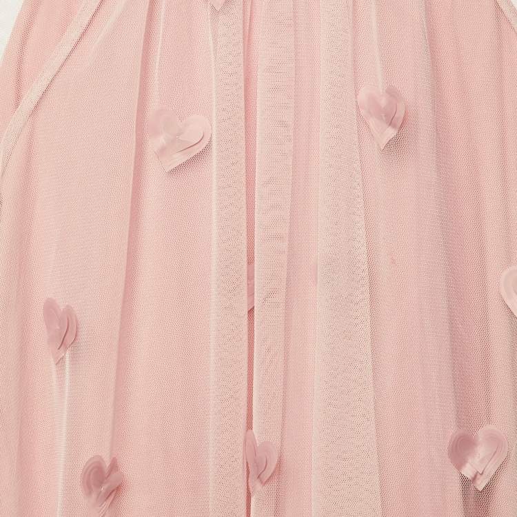 Pre Owned Stella McCartney Kids Pink 3D Heart Applique Tulle Dress 10Yrs 