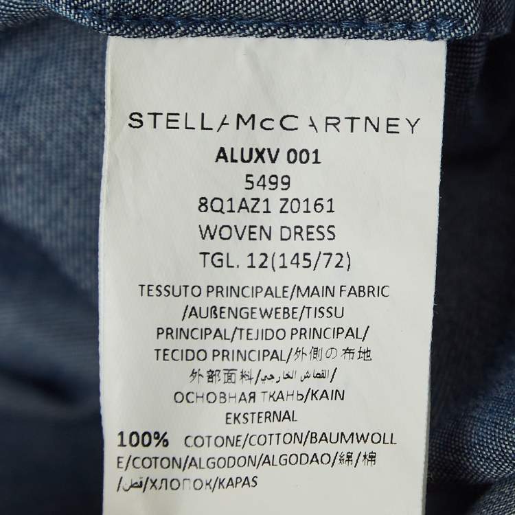 Pre Owned Stella McCartney Blue Smocking Detail Chambray Dress (12 Yrs)
