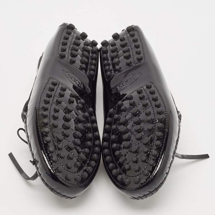 Pre Owned Tod's Black Patent Leather City Gommino Driving Loafers Size 33