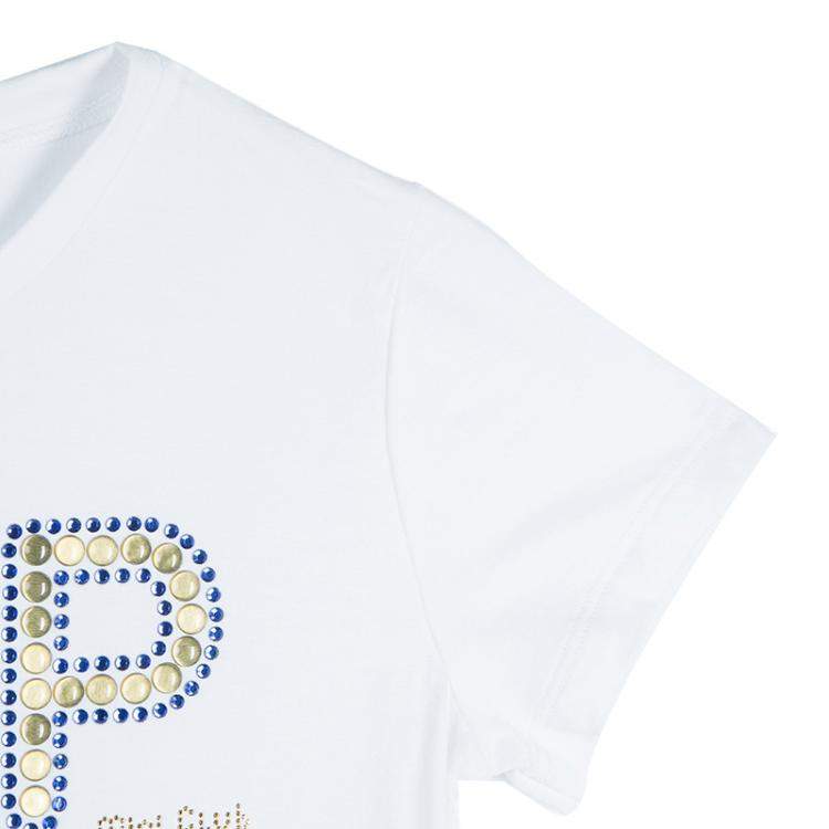 Pre Owned VDP White Swarovski Embellished Logo Tshirt 12 Yrs 
