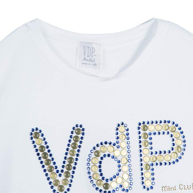 Pre Owned VDP White Swarovski Embellished Logo Tshirt 12 Yrs 