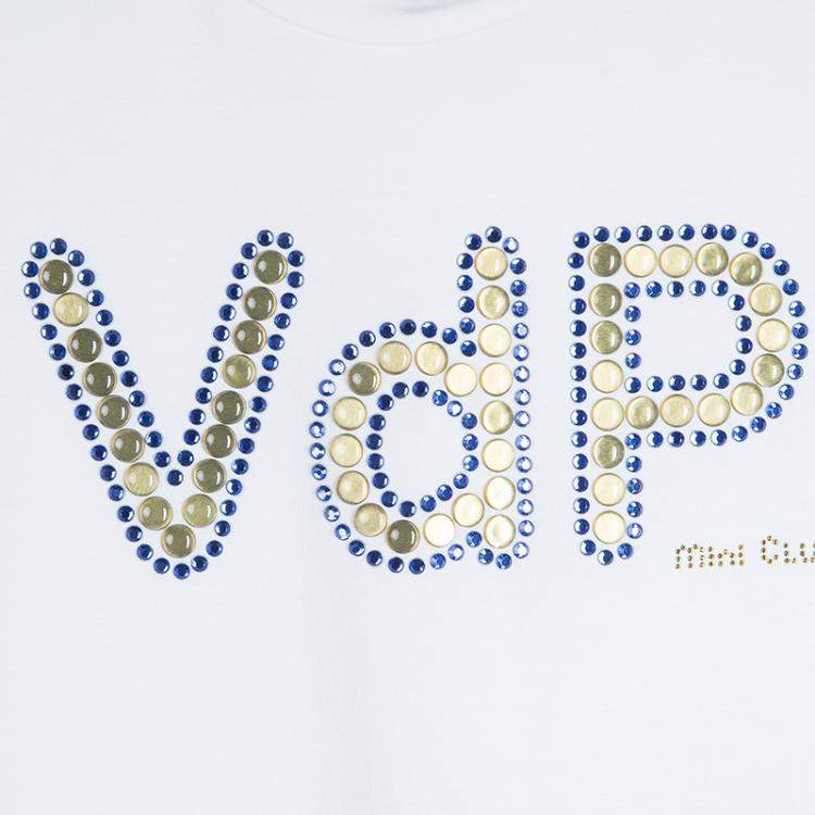 Pre Owned VDP White Swarovski Embellished Logo Tshirt 12 Yrs 