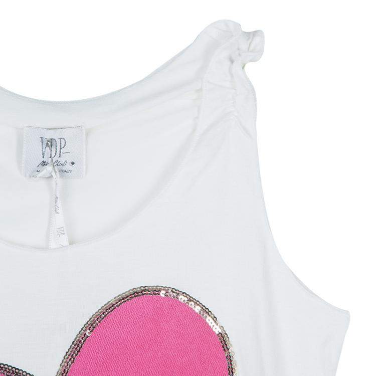 Pre Owned VDP White Embellished Heart Detail Sleeveless Top 8 Yrs 
