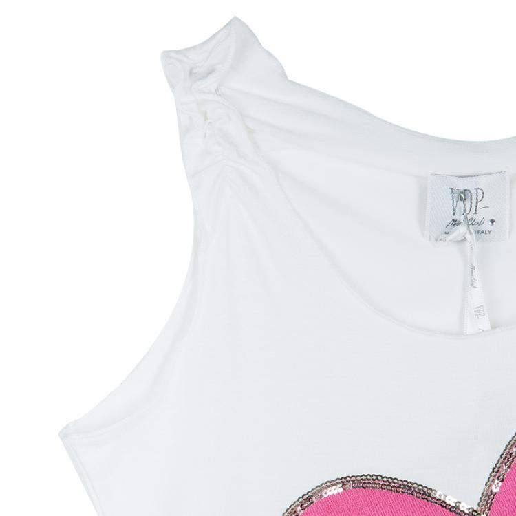 Pre Owned VDP White Embellished Heart Detail Sleeveless Top 8 Yrs 