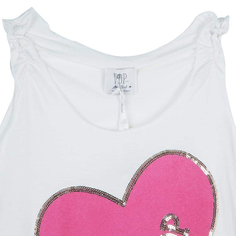 Pre Owned VDP White Embellished Heart Detail Sleeveless Top 8 Yrs 