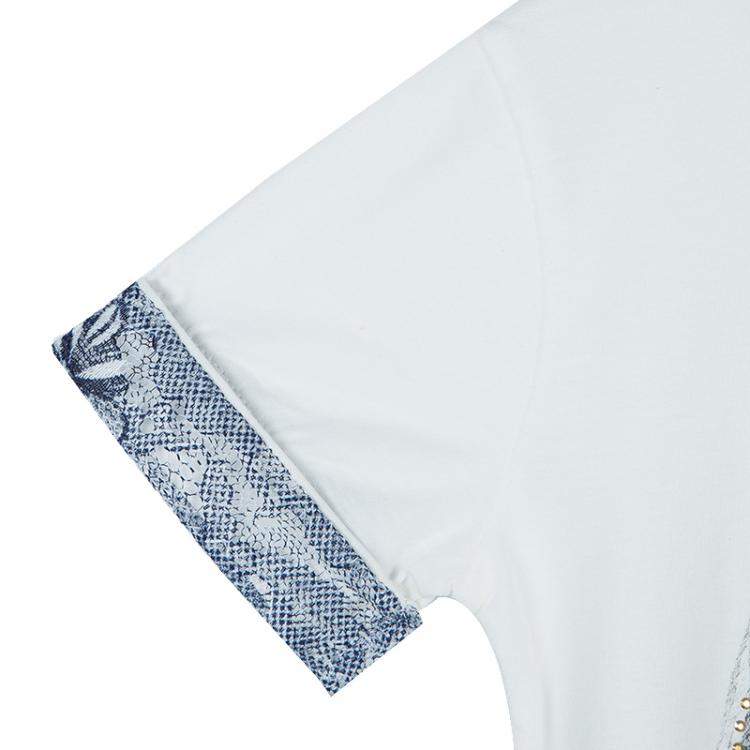 Pre Owned VDP White Swarovski Embellished Printed Tshirt 12 Yrs 