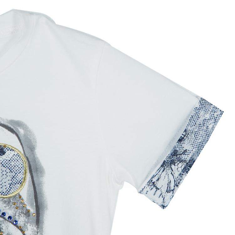 Pre Owned VDP White Swarovski Embellished Printed Tshirt 4 Yrs