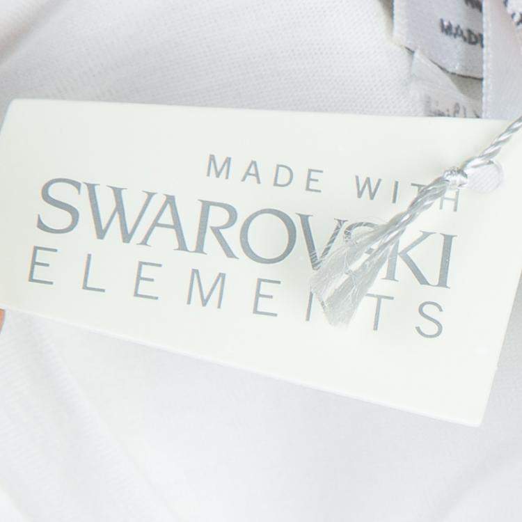 Pre Owned VDP White Swarovski Embellished Printed Tshirt 4 Yrs