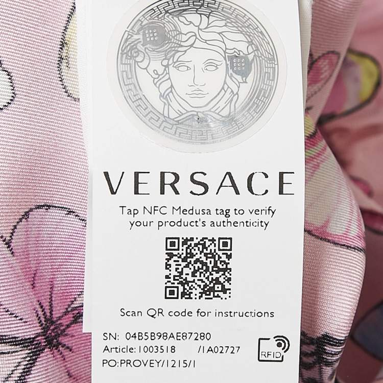 Pre Owned Versace Pink Butterfly Print Silk Trousers 12 Yrs 