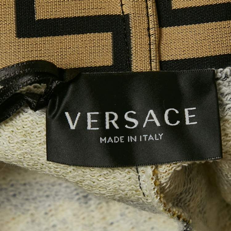 Pre Owned Versace Kids Yellow/Black Barocco Print Jersey Shorts 10 Yrs