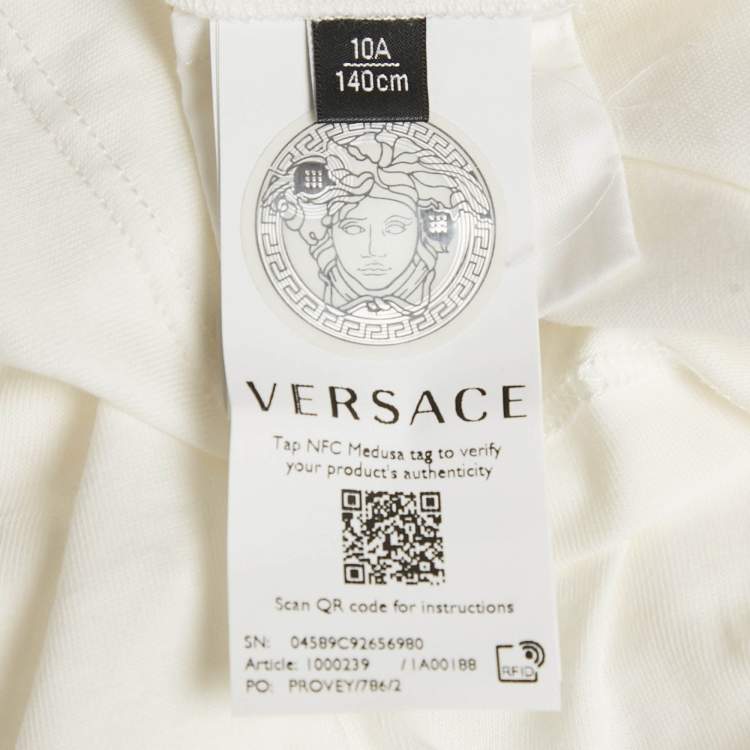 Pre Owned Versace Kids White Medusa Print Jersey T-Shirt 10 Yrs 