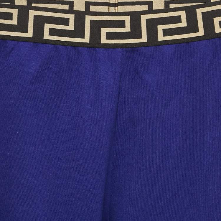 Pre Owned Versace Kids Blue Logo Print Cotton Knit Joggers 10 Yrs