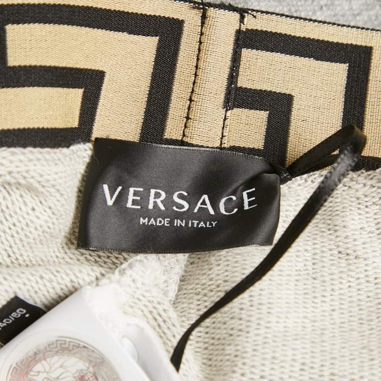 Pre Owned Versace Kids Grey Logo Waist Tape Detail Sweatpants 10 Yrs
