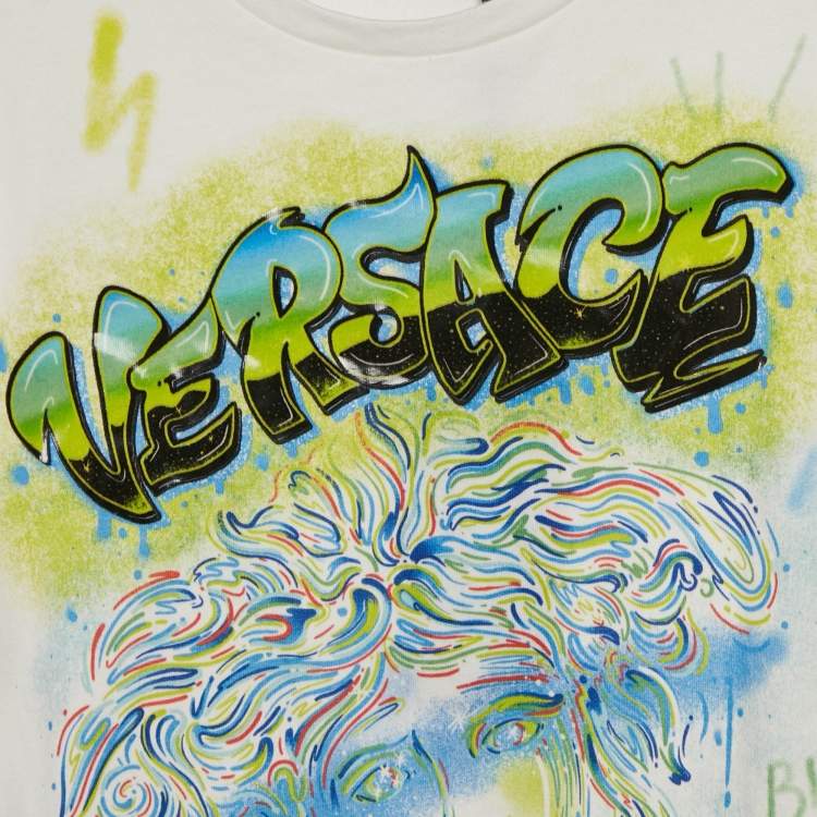 Pre Owned Versace Kids White Medusa Print Jersey T-Shirt 8 Yrs 