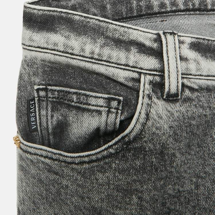 Pre Owned Versace Kids Grey Denim Shorts 12Yrs/Waist 28"