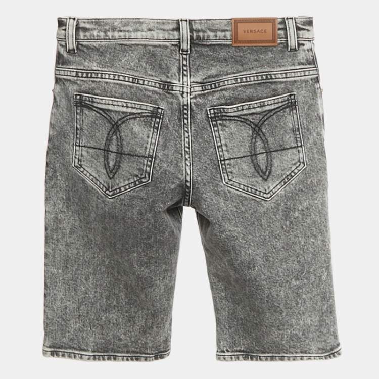 Pre Owned Versace Kids Grey Denim Shorts 12Yrs/Waist 28"