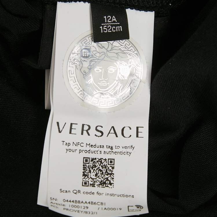 Pre Owned Versace Kids Black Printed Jersey Crewneck T-Shirt 12Yrs