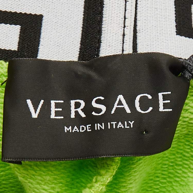 Pre Owned Versace Kids Green Logo Print Fleece Shorts 6/9M 