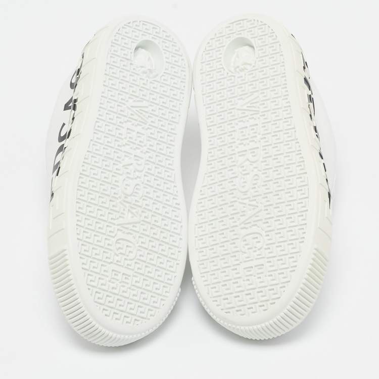 Pre Owned Versace White Leather Greca Sneakers Size 30