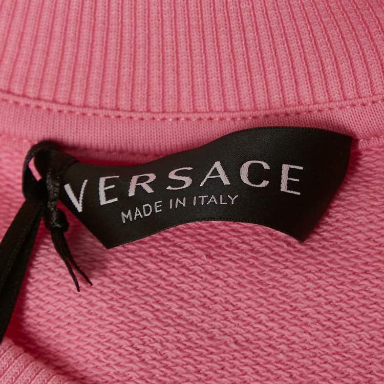 Pre Owned Versace Kids Pink Logo Print Cotton Crewneck Sweatshirt 12 Yrs