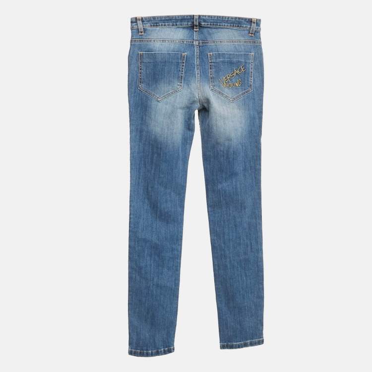 Pre Owned Young Versace Blue Denim Skinny Jeans XXL (16-18 Yrs) Waist 26"
