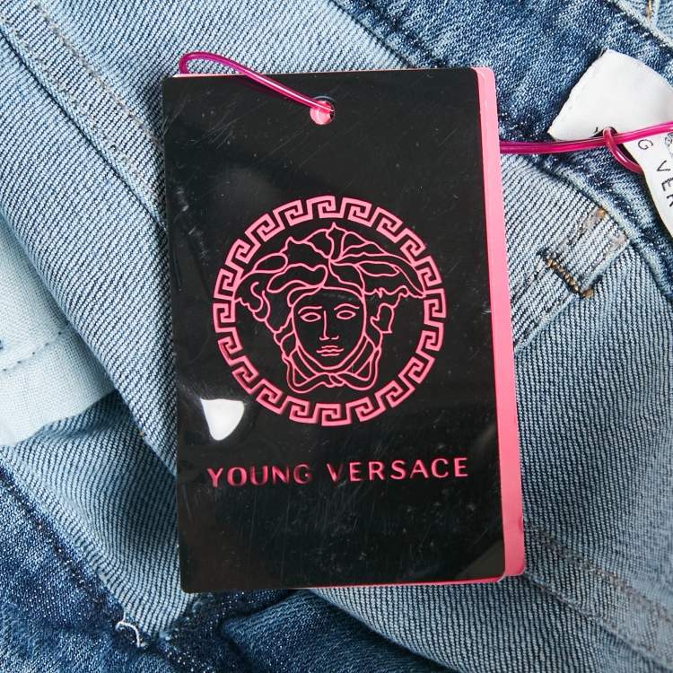 Pre Owned Young Versace Blue Denim Skinny Jeans XXL (16-18 Yrs) Waist 26"