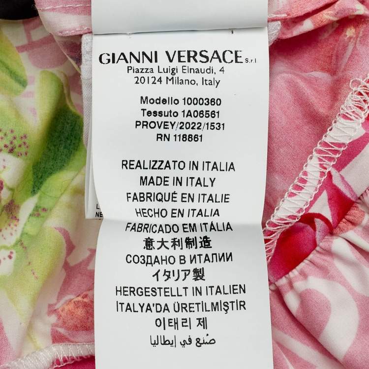 Pre Owned Versace Kids Pink Floral Print Cotton Mini Skirt 12/18M