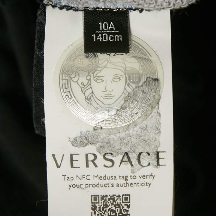 Pre Owned Versace Kids Black Side Print Cotton Jogger Pants 10Yrs