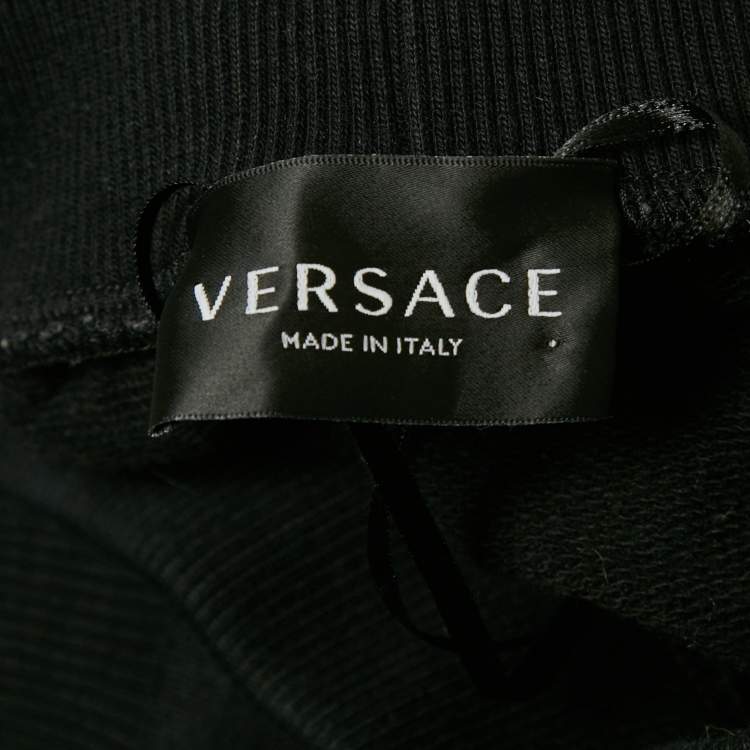 Pre Owned Versace Kids Black Side Print Cotton Jogger Pants 10Yrs