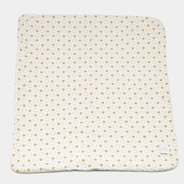 Pre Owned Young Versace White Medusa Print Cotton Baby Blanket 