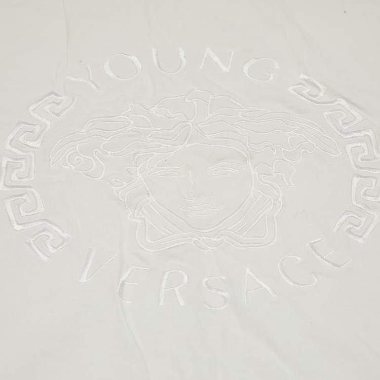 Pre Owned Young Versace White Medusa Print Cotton Baby Blanket 