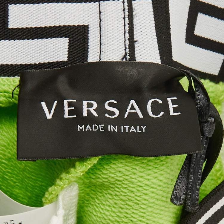 Pre Owned Versace Kids Green Logo Print Fleece Shorts 6/9M 