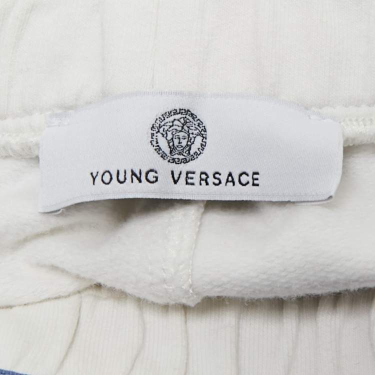 Pre Owned Young Versace Blue Barocco Print Cotton Pants 18M