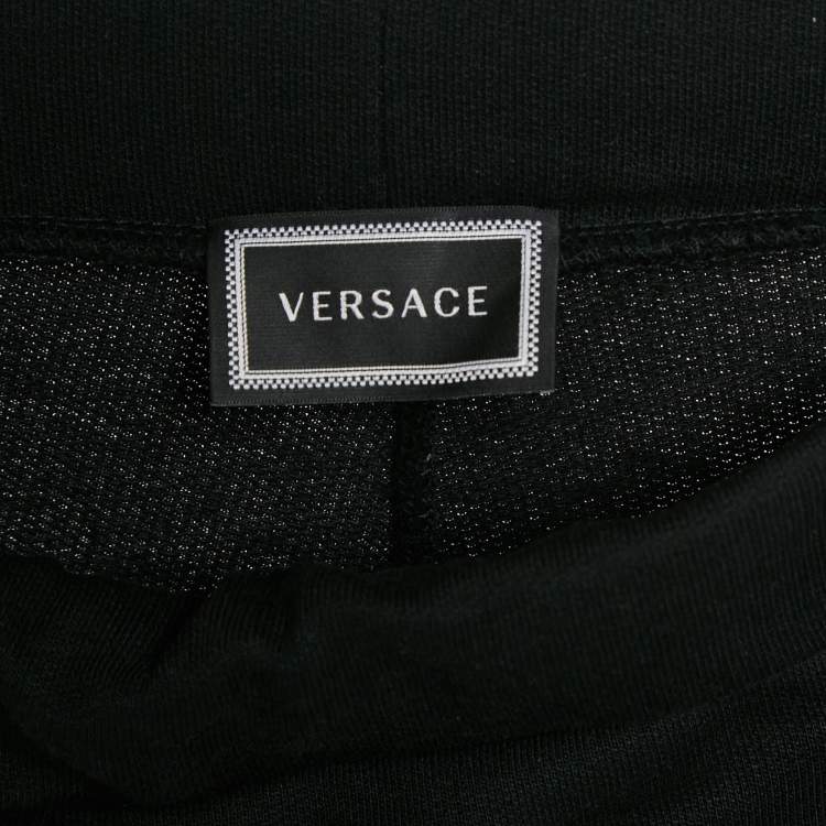 Pre Owned Versace Black Medusa Print Cotton Knit Joggers 14 Yrs