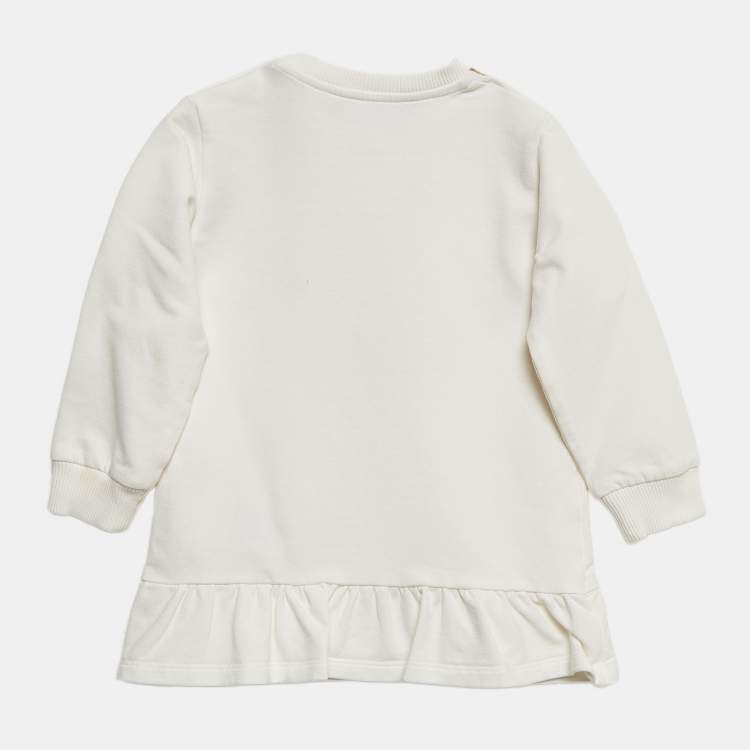 Pre Owned Versace Kids White Medusa Print Cotton Knit Dress 18-24 M