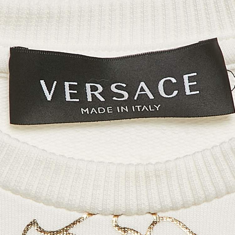 Pre Owned Versace Kids White Medusa Print Cotton Knit Dress 18-24 M