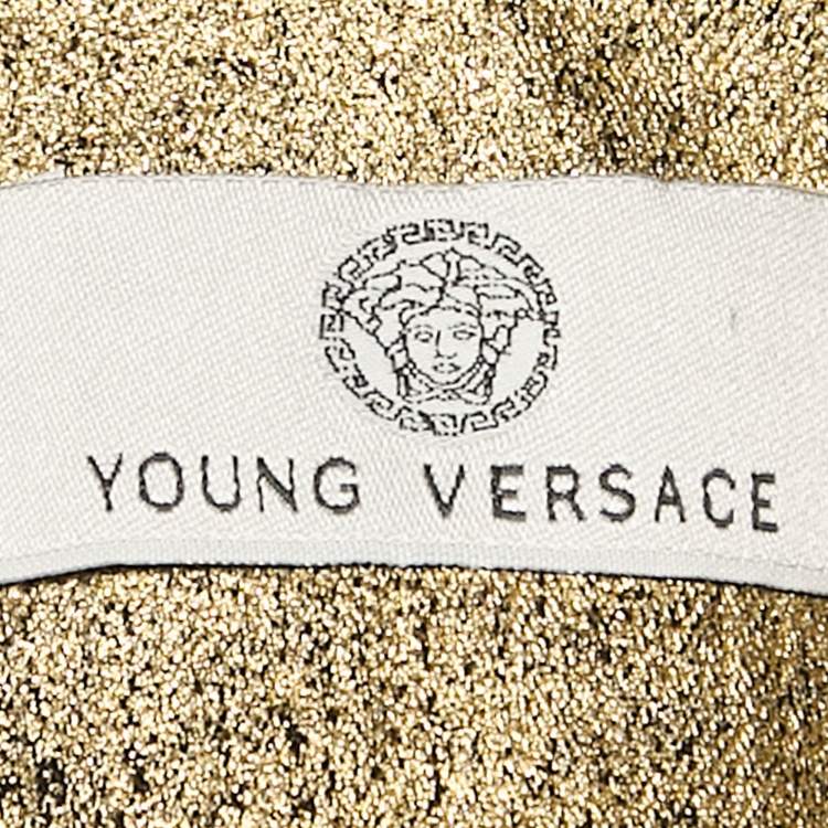 Pre Owned Young Versace Gold Coated Zip-Up Jacket XXL