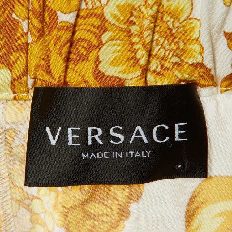 Pre Owned Versace White printed Cotton Pants 14R