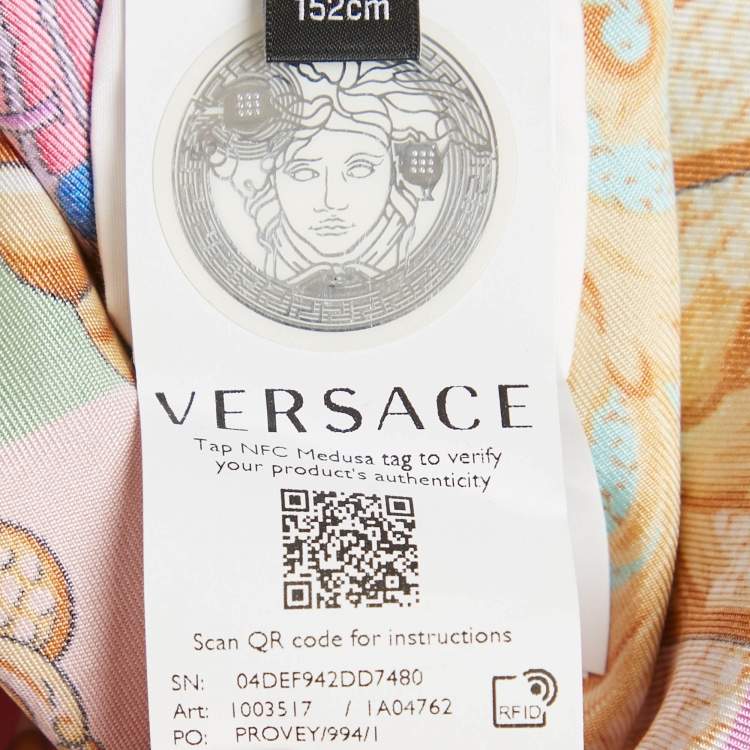Pre Owned Versace Multicolor Ventagli Print Silk Shirt Dress 12 Yrs