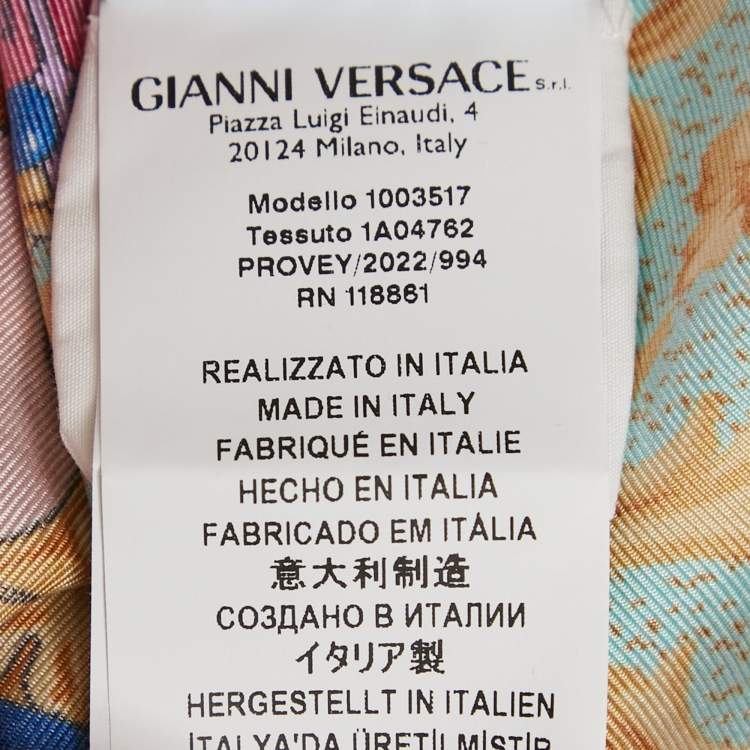 Pre Owned Versace Multicolor Ventagli Print Silk Shirt Dress 12 Yrs