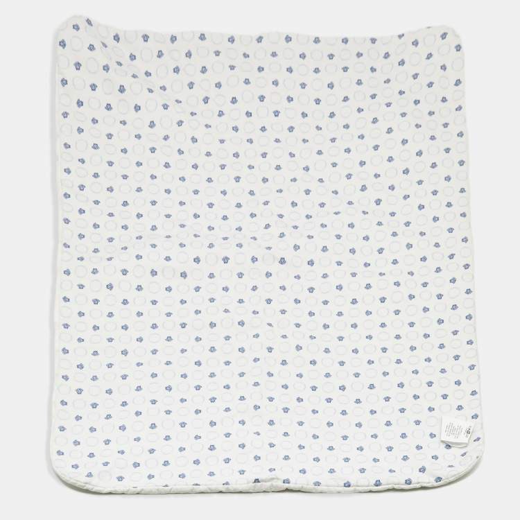 Pre Owned Young Versace White Printed Cotton Infant Baby Blanket 