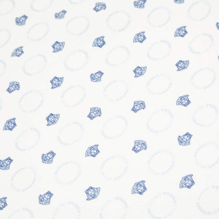 Pre Owned Young Versace White Printed Cotton Infant Baby Blanket 