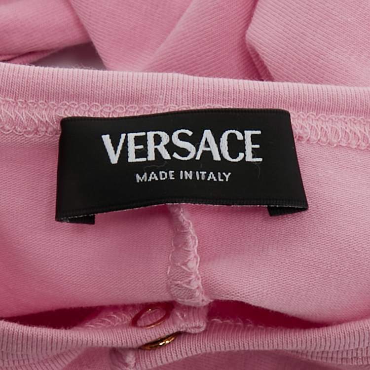 مملوكة مسبقًا Versace Kids Pink Medusa Print Cotton Onesie Set 0-3M