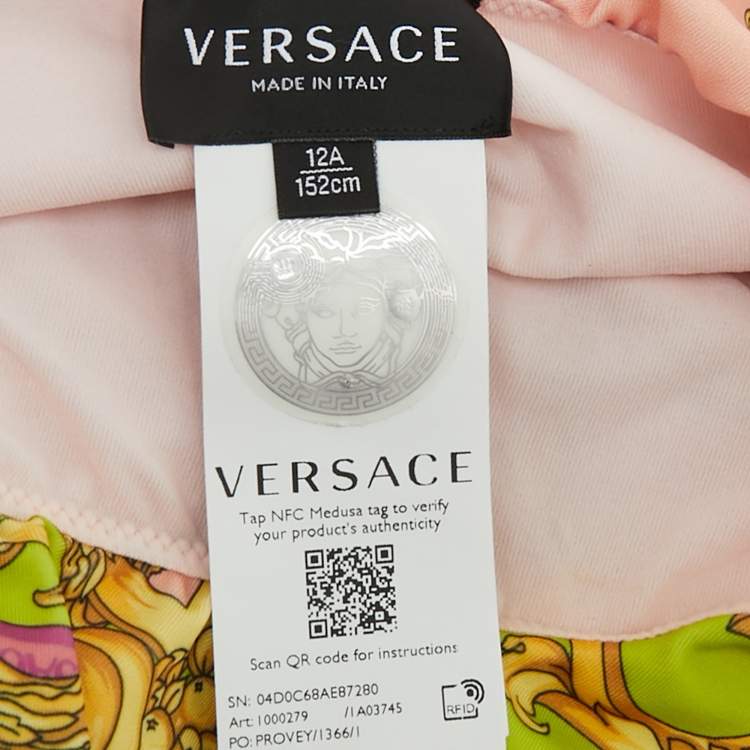 مملوكة مسبقًا Versace Kids Multicolor Barocco Goddess Jersey Swimsuit 12Yrs